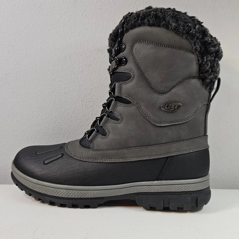 Lugz‎ Men's Anorak Waterproof Winter Boots Black Grey Lace Up Fur Lined Sz 9